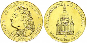 Altdeutsche Goldmünzen und -medaillen
Sachsen-Dresden, Stadt
Goldmedaille auf Friedrich August den I. und den Wiederaufbau der Frauenkirche 1993, si...