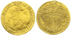 Altdeutsche Goldmünzen und -medaillen
Stolberg-Stolberg
Christoph Friedrich und Jost Christian, 1704-1738
Dukat 1725 IIG. 3,28 g. schön, Henkelspur...
