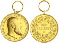 Altdeutsche Goldmünzen und -medaillen
Württemberg
Wilhelm II. 1891-1918
Goldene Verdienstmedaille des Kronordens, Signatur K. Schwenzer. mit Origin...