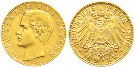 Reichsgoldmünzen
Bayern
Otto, 1886-1913
10 Mark 1890 D. vorzüglich. Jaeger 199.