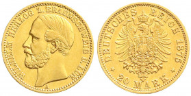 Reichsgoldmünzen
Braunschweig
Wilhelm, 1830-1884
20 Mark 1875 A. vorzüglich. Jaeger 203.