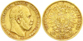 Reichsgoldmünzen
Preußen
Wilhelm I., 1861-1888
10 Mark 1873 C. sehr schön. Jaeger 242.