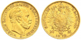 Reichsgoldmünzen
Preußen
Wilhelm I., 1861-1888
20 Mark 1872 A. vorzüglich. Jaeger 243.