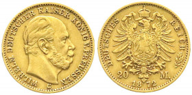 Reichsgoldmünzen
Preußen
Wilhelm I., 1861-1888
20 Mark 1872 C. sehr schön. Jaeger 243.