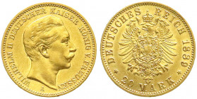 Reichsgoldmünzen
Preußen
Wilhelm II., 1888-1918
20 Mark 1889 A. sehr schön. Jaeger 250.