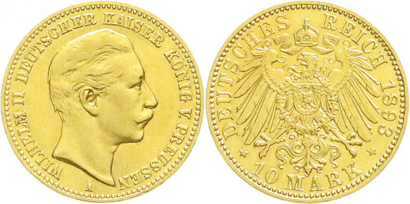 Reichsgoldmünzen
Preußen
Wilhelm II., 1888-1918
10 Mark 1893 A. sehr schön. J...