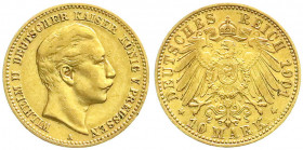 Reichsgoldmünzen
Preußen
Wilhelm II., 1888-1918
10 Mark 1901 A. vorzüglich. Jaeger 251.