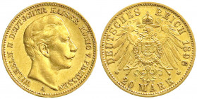 Reichsgoldmünzen
Preußen
Wilhelm II., 1888-1918
20 Mark 1896 A. sehr schön/vorzüglich. Jaeger 252.