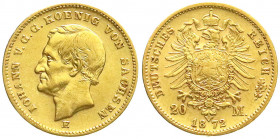 Reichsgoldmünzen
Sachsen
Johann, 1854-1873
20 Mark 1872 E. sehr schön. Jaeger 258.