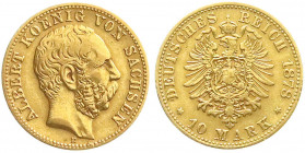 Reichsgoldmünzen
Sachsen
Albert, 1873-1902
10 Mark 1878 E. sehr schön. Jaeger 261.