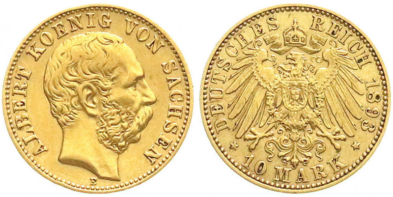 Reichsgoldmünzen
Sachsen
Albert, 1873-1902
10 Mark 1893 E. sehr schön. Jaeger...