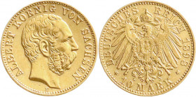 Reichsgoldmünzen
Sachsen
Albert, 1873-1902
10 Mark 1898 E. sehr schön. Jaeger 263.
