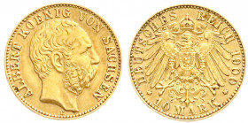 Reichsgoldmünzen
Sachsen
Albert, 1873-1902
10 Mark 1900 E. sehr schön. Jaeger 263.