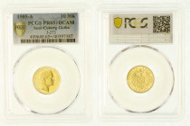 Reichsgoldmünzen
Sachsen/-Coburg-Gotha
Carl Eduard, 1900-1918
10 Mark 1905 A. Im PCGS-Blister mit Grading PR65+DCAM (bisher wurde erst 1 Ex. höher ...