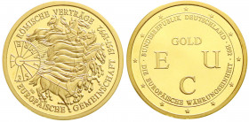 Goldmünzen der Bundesrepublik Deutschland
ECU- und Euro-Vorläufer, bis 2001
ECU Probe 1992, nach dem Motiv 10 Mark EG, mit Genehmigung der Deutschen...