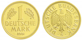 Goldmünzen der Bundesrepublik Deutschland
Goldmark (Deutsche Bundesbank), 2001
2001 G. 12 g. Feingold. Im Set mit der 1 DM Kursmünze 1950 D (ss). Im...