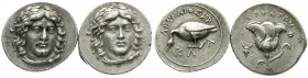 Altgriechische Münzen
Karia
Rhodos
2 Beckersche Fälschungen zu Didrachmen von Rhodos und Klazomenai. beide vorzüglich Exemplare der Auktion Giessen...