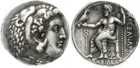 Altgriechische Münzen
Makedonia
Königreich
Tetradrachme 336-323 v. Chr. Tarsos. Kopf des Herakles im Löwenskalp r./Zeus thront l., im Feld Kerykeio...