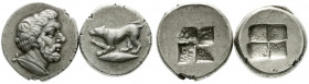 Altgriechische Münzen
Mysia
Kyzikos
2 versch. Beckersche Fälschungen zu Drachmen. beide vorzüglich Exemplare der Auktion Giessener Münzhandlung 30,...