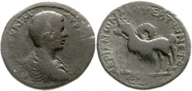 Provinzialrömische Münzen
Kilikien
Mopsus
Bronzemünze 32 mm. Drap. Brb. r./Esel steht l. 16,27 g. Stempelstellung 6 h. schön. Ziegler 937/938.
