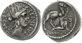 Römische Münzen
Römische Republik
A. Plautius 55 v. Chr
Denar 55 v. Chr. Kybelekopf r./Kamel und orientalischer König. 3,50 g. Stempelstellung 4 h....