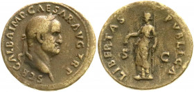 Römische Münzen
Kaiserzeit
Galba 68-69
Sesterz 68/69. Belorb., drap. Brb. r./LIBERTAS PVBLICA SC. Libertas steht l. 23,38 g. Stempelstellung 7 h. s...