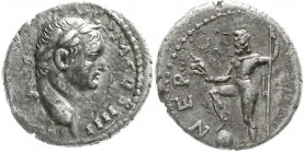 Römische Münzen
Kaiserzeit
Vespasian, 69-79
Denar 72/73. Bel. Kopf r./NEP RED. Neptun steht l., hält Schilf und stützt das rechte Bein auf Globus. ...