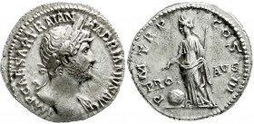 Römische Münzen
Kaiserzeit
Hadrian, 117-138
Denar 119/126. Belorb., halbdrap. Brb. r./PM TRP COS III PRO AVG. Providentia steht l. 3,35 g. Stempels...