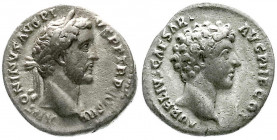Römische Münzen
Kaiserzeit
Antoninus Pius, 138-161
Denar 140. Belorb. Kopf r./Kopf des Marcus Aurerelius r. 3,21 g. Stempelstellung 12 h. gutes seh...