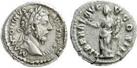 Römische Münzen
Kaiserzeit
Marcus Aurelius, 161-180
Denar TRP XXIII = 168. Belorb. Kopf r./LIBERAL AVGV COS III. Liberalitas steht l. 3,58 g. Stemp...