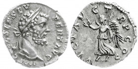 Römische Münzen
Kaiserzeit
Septimius Severus, 193-211
Denar 193/195. Bel. Kopf r./VIC AVG TRP COS. Victoria geht l. mit Kranz und Palmzweig. 3,43 g...