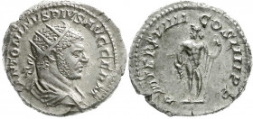 Römische Münzen
Kaiserzeit
Caracalla, 196-217
Antoninian TRP XVIIII = 216. Drap. Brb. mit Strahlenbinde r./PM TRP XVIIII COS IIII PP. Stehender Jup...