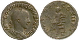 Römische Münzen
Kaiserzeit
Gordianus III. Pius, 238-244
Sesterz TRP V = 241. Belorb., drap. Brb. r./PM TRP V COS II PP SC. Apoll thront l. 18,53 g....