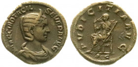 Römische Münzen
Kaiserzeit
Otacilia Severa, Gattin Philipp I. Arabs, gest. 249
Sesterz 244/249. Drap. Brb. r./PVDICITIA AVG SC. Pudicitia thront l....