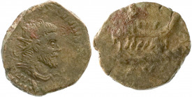 Römische Münzen
Kaiserzeit
Postumus, 259-268
Dupondius 259/260, Lugdunum. Drap. Brb. mit Strahlenbinde r./LAETITIA AVG. Galeere fährt r. 15,21 g. S...