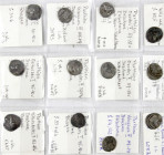 Lots antiker Münzen
Griechen
Schöne Sammlung von 14 parthischen Silbermünzen: 12 Drachmen und 2 Tetradrachmen. Von Mithradates II. bis Vologases IV....