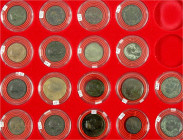 Lots antiker Münzen
Römer
Kaiserzeit
Herrscherserie von 18 Bronzemünzen: Asses von Tiberius, Caligula, Agrippa, Germanicus, Nero, Sesterz von Vespa...