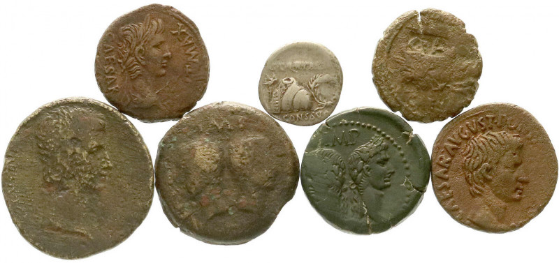 Lots antiker Münzen
Römer
Kaiserzeit
Kl. Sammlung von 7 Münzen des Augustus: ...