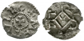 Karolinger
Karl der Große, 786-814
Obol o.J. Melle. Monogramm/+METVLLO um Kreuz im Perlkreis. 0,70 g. sehr schön, kl. Randabbruch, äußerst selten An...