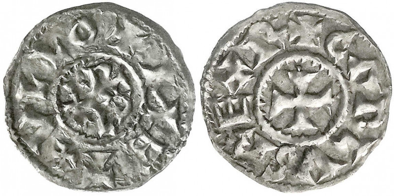Karolinger
Karl der Kahle, 840-877
Pfennig o.J. Melle. 1,65 g. sehr schön. Mor...