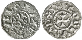 Karolinger
Karl der Kahle, 840-877
Pfennig o.J. Melle. 1,65 g. sehr schön. Morrison/Grunthal 1064. Prou 700.