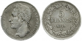 Ausländische Münzen und Medaillen
Belgien
Leopold I., 1830-1865
5 Francs 1849. sehr schön, Schrötlingsfehler, kl. Randfehler. Krause/Mishler 3.2....