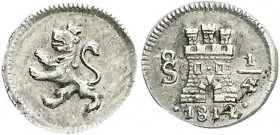 Ausländische Münzen und Medaillen
Chile
Ferdinand VII., 1808-1833
1/4 Real 1814 Santiago. vorzüglich/Stempelglanz, schöne Patina. Krause/Mishler 73...