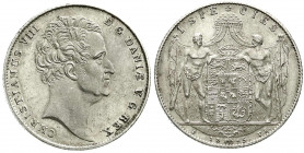 Ausländische Münzen und Medaillen
Dänemark
Christian VIII., 1839-1848
Speciesdaler 1845 FF, gutes vorzüglich, schöne Patina. Hede 3C.