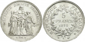 Ausländische Münzen und Medaillen
Frankreich
Dritte Republik, 1870-1940
5 Francs 1875 A, Paris prägefrisch/fast Stempelglanz. Krause/Mishler 820.1....