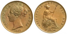 Ausländische Münzen und Medaillen
Grossbritannien
Victoria, 1837-1901
Halfpenny 1855. gutes vorzüglich. Seaby 3949.