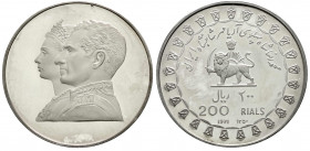 Ausländische Münzen und Medaillen
Iran
Mohammad Reza Pahlavi, Shah, 1941-1979 (SH 1320-1358)
200 Rials Silber SH 1350 = 1971. Kaiserpaar. Im Etui m...