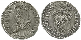 Ausländische Münzen und Medaillen
Italien-Kirchenstaat
Julius III., 1550-1555
Giulio o.J. Ancona. Petrus. sehr schön. Berman 1013.