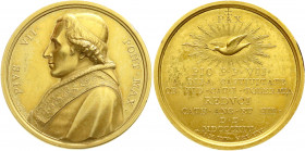 Ausländische Münzen und Medaillen
Italien-Kirchenstaat
Pius VII., 1800-1823
Vergoldete Bronzemedaille 1814 von Webb. Huldigung der englischen und i...