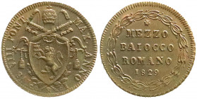 Ausländische Münzen und Medaillen
Italien-Kirchenstaat
Pius VIII., 1829-1830
Kupfer 1/2 Baiocco 1829 R. vorzüglich/Stempelglanz. Krause/Mishler 130...